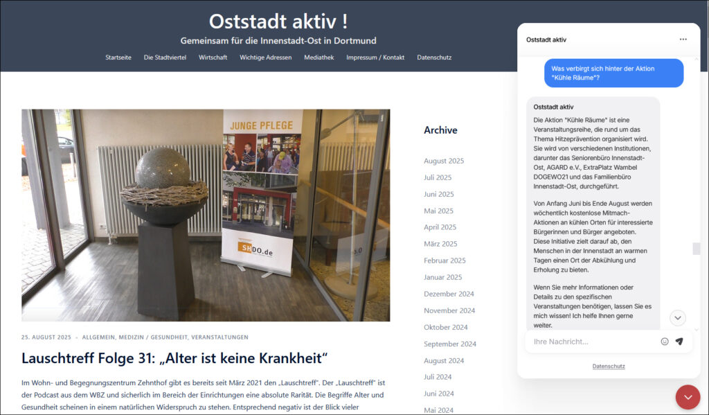 "Oststadt aktiv" nun mit Chatbot, Foto: Rüdiger Beck