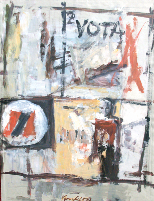 1989, `VOTA 2`, Plakatwand vor dem Abriss, Acryl / Papier, 47,5 x 62 cm